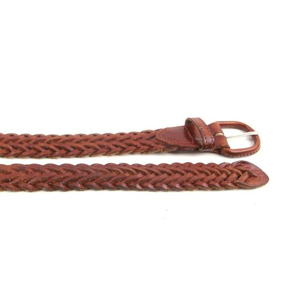 ARGENTINA BRAIDED BROWN GENUINE LEATHER 1" Wd CASUAL MEN'S BELT Sz 38 (G41 - Picture 11 of 12